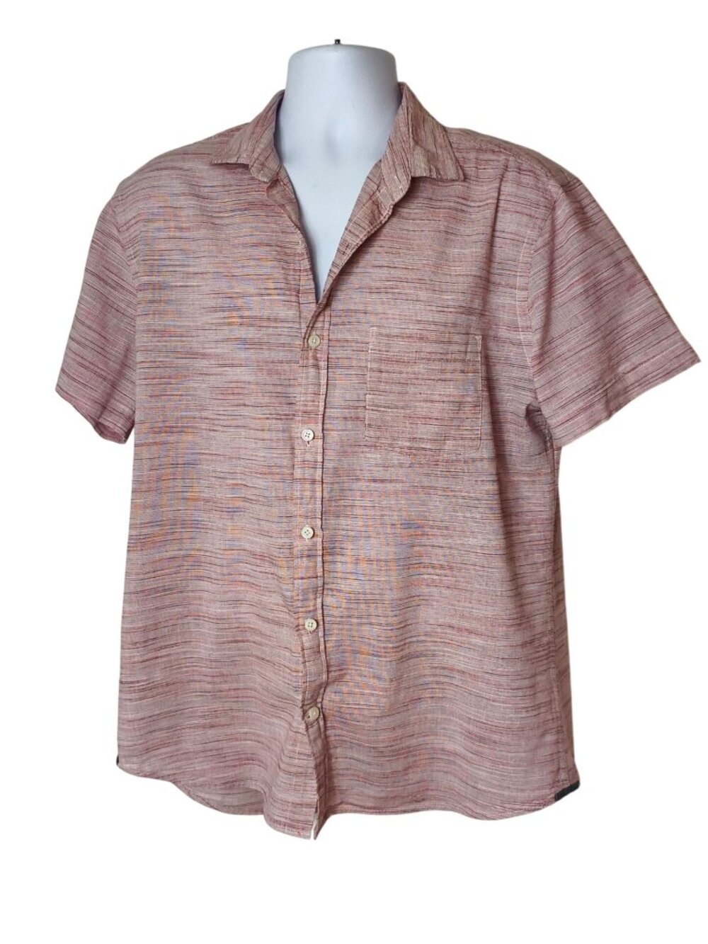 Express Mens L Button-Up Shirt Textured Striped Short Slv Modern Casual Preppy
